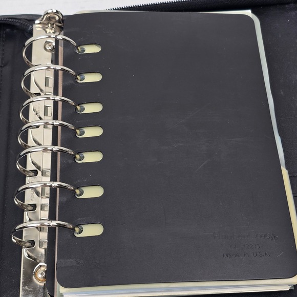 Franklin Covey Black Leather Floral Tapestry Zip Planner Binder Classic - Picture 6 of 16